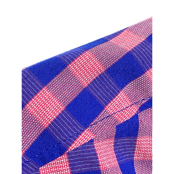 Chaps Stretch Easy Care Pink Blue Plaid Checks Button Down Shirt Mens Large L - Picture 2 of 8